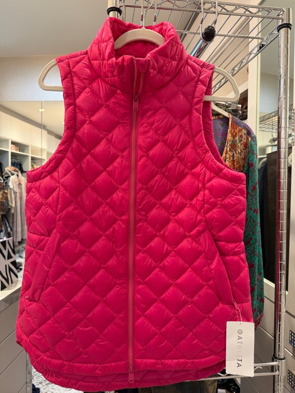 Athleta Bright Pink Quilted Puffer Vest